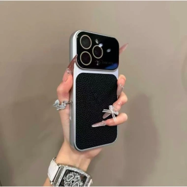 Pha Lê Cửa Sổ Lớn – Ốp iPhone 17-13 Pro Max, Ống Kính, Vỏ Bảo Vệ, Họa Tiết Litchi