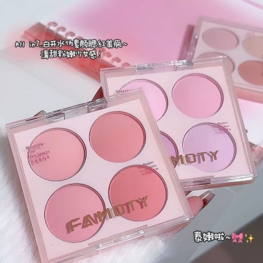 Phấn má FAMOTY 4 ô tông hồng lạnh - Bảng má hồng tự nhiên nội địa F93 Sammi beauty, chỉ 31.300₫ 2