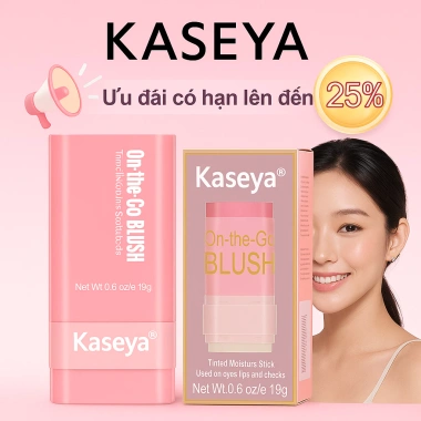 Phấn má hồng hai đầu kèm bông dưỡng ẩm, sáng bóng, ba trong một: phấn mắt, son môi - Giá chỉ 74.500₫
