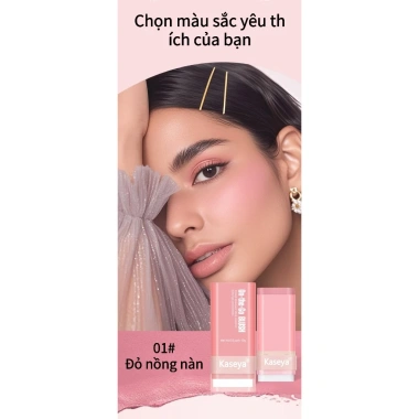 Phấn má hồng hai đầu kèm bông dưỡng ẩm, sáng bóng, ba trong một: phấn mắt, son môi - Giá chỉ 74.500₫