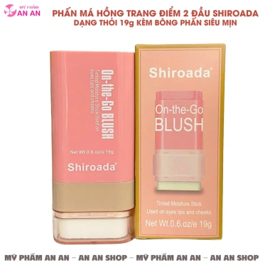 Phấn má hồng Shiroada 2 đầu dạng thỏi 19g + bông phấn siêu mịn - Giá 58.000, hàng chính hãng