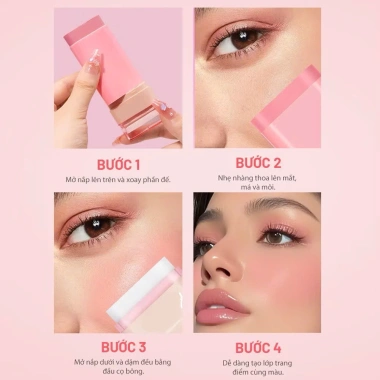 Phấn má hồng Shiroada 2 đầu dạng thỏi 19g + bông phấn siêu mịn - Giá 58.000, hàng chính hãng