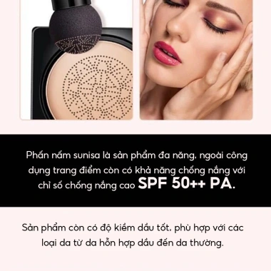 Phấn nước Cushion Sunisa che khuyết điểm, lớp nền mịn tự nhiên, tặng cọ bông tán kem - Giá chỉ 75.000₫ 3