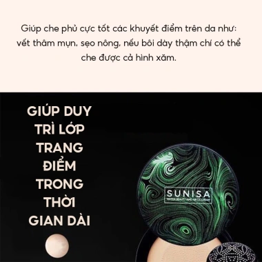 Phấn nước Cushion Sunisa che khuyết điểm, lớp nền mịn tự nhiên, tặng cọ bông tán kem - Giá chỉ 75.000₫ 4
