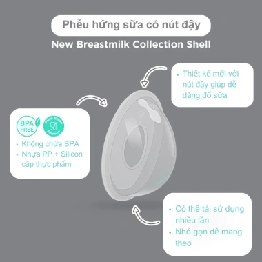 Phễu Hứng Sữa Silicone MOOIMOM 2 Chiếc Có Nút Đậy An Toàn Tiện Lợi Cho Mẹ Bỉm