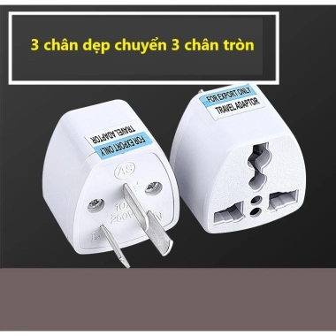 Phích cắm 3 chấu dẹp 10A - Chuyển đổi chuẩn Anh UK sang 3 chân tròn, an toàn, 128k 4