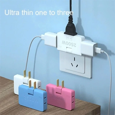Phích cắm AC 3 trong 1 xoay 180 độ ABS điều chỉnh zipcart - Giá 17.500 VND