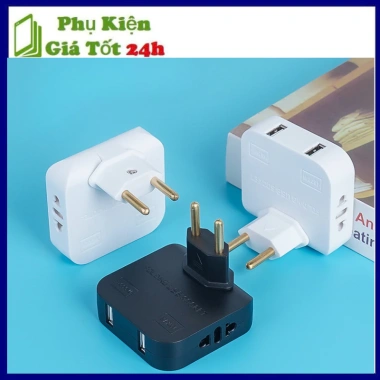 Phích cắm chia 2.500W xoay 180 độ - 3 chân tròn, nhỏ gọn, đa màu, ổ cắm chia điện