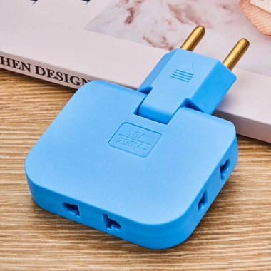 Phích cắm chia 2.500W xoay 180 độ - 3 chân tròn, nhỏ gọn, đa màu, ổ cắm chia điện