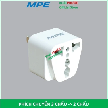 Phích cắm chuyển CHÂN 3 chấu sang 2 chấu, ổ cắm du lịch tròn AD1 MPE, giá rẻ 11.900 VND - Khải Phước Electric