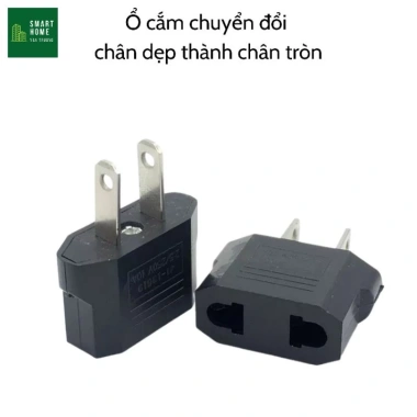 Phích cắm chuyển đổi 2 chấu 220V/15A - Chân dẹp sang chân tròn, giá chỉ 8.300₫