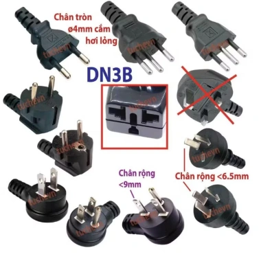 Phích cắm chuyển đổi 2 chấu 4.8mm chuẩn châu Âu 16A 250V 3.000W Giá 57.000 VND 3