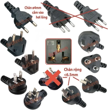 Phích cắm chuyển đổi 2 chấu 4.8mm chuẩn châu Âu 16A 250V 3.000W Giá 57.000 VND 8