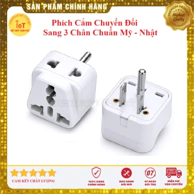 Phích Cắm Chuyển Đổi 2 hoặc 3 Chân sang Chuẩn Mỹ Nhật 2 Dẹt 1 Tròn - Giá 48k 2