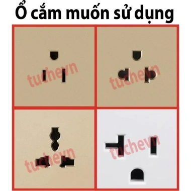 Phích cắm chuyển đổi 3 chân Mỹ chuẩn B, 2 thiết bị, 10A 250V 2.500W - Giá ưu đãi 56.999 VND 2