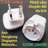 Phích cắm chuyển đổi 3 chân vuông chuẩn G Schuko 13A 250V 3.250W - Anh, HK, Singapore - 48.000₫
