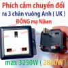 Phích cắm chuyển đổi 3 chân vuông chuẩn G Schuko 13A 250V 3.250W - Anh, HK, Singapore - 48.000₫ 3