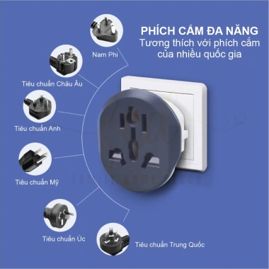 Phích Cắm Chuyển Đổi Chân Tròn EU - Đầu Chuyển Du Lịch Đa Năng An Toàn cho Laptop, Bộ Sạc, Thiết Bị Quốc Tế - Giá Chỉ 26.000 VND 2