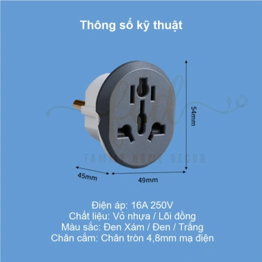 Phích Cắm Chuyển Đổi Chân Tròn EU - Đầu Chuyển Du Lịch Đa Năng An Toàn cho Laptop, Bộ Sạc, Thiết Bị Quốc Tế - Giá Chỉ 26.000 VND 5