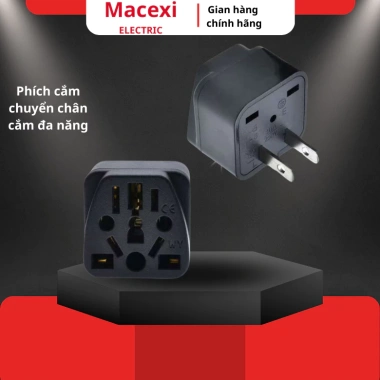 Phích cắm chuyển đổi đa dạng: 3 chân sang 2 chân dẹt, tròn sang dẹt 10A 220V - Giá chỉ 19.000 VND
