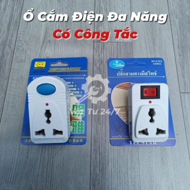 Phích cắm chuyển đổi K4 đa năng 2 chấu sang 3 chấu, công tắc đèn báo, chỉ 45.000 VND