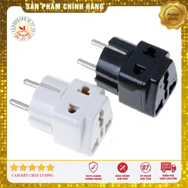 Phích Cắm Chuyển Đổi WD9 3 Chân Đến 2 Chân Tròn 4.8mm - Tải Lên 3.000W, Chuẩn VN, Giá 65.000 VND