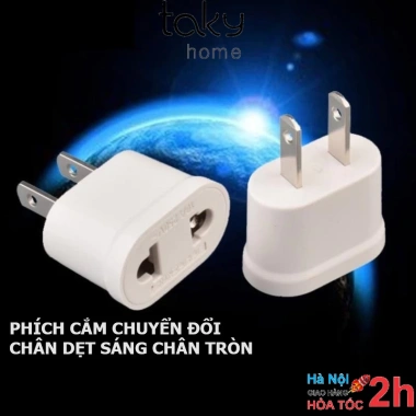 Phích Cắm Chuyển TakyHome 8.601 - Đổi Chân Dẹt Sang Tròn, Nhỏ Gọn, An Toàn