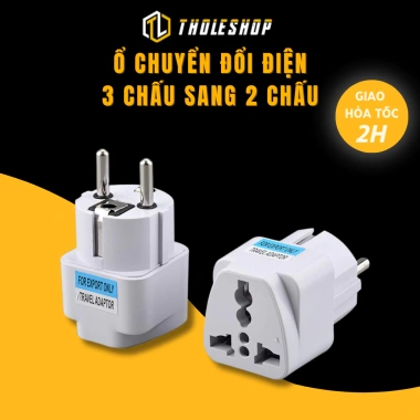 Phích Cắm Điện Chuyển Đổi 3 Chấu Sang 2 Chấu Phích Tròn 10.421 - Giá 18.000đ
