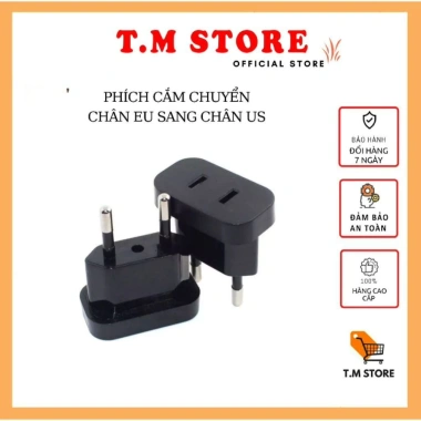 Phích cắm điện chuyển đổi chân tròn sang dẹp cho củ sạc IP nhựa đúc, giảm giá chỉ 27.000₫