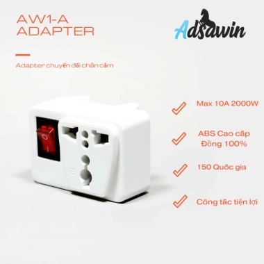 Phích cắm điện Thái Lan chuyển 3 chấu sang 2 chấu kèm công tắc AW1-A, giảm 22%
