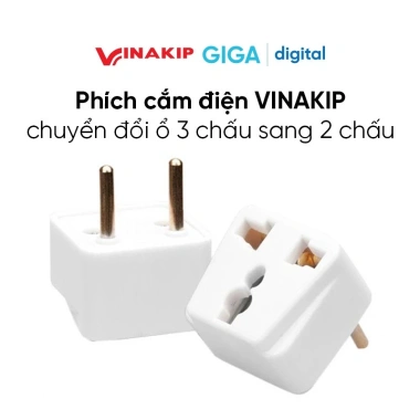 Phích cắm điện Vinakip chuyển đổi ổ 3 sang 2 - Giá chỉ 10.000đ, tiết kiệm ngay