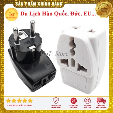 Phích Cắm Du Lịch WDS-9 chuyển đổi Ổ Hàn, Đức, EU sang 2 chân VN, chia 3 giá 65k
