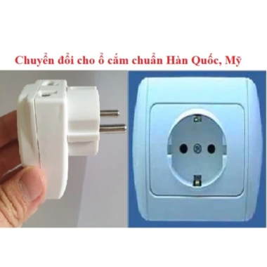 Phích Cắm Du Lịch WDS-9 chuyển đổi Ổ Hàn, Đức, EU sang 2 chân VN, chia 3 giá 65k