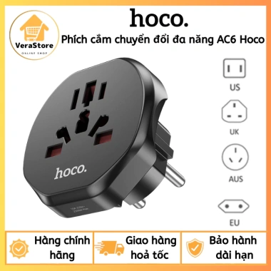 Phích Cắm Hoco AC6 EU - Ổ Cắm Du Lịch Quốc Tế Nhỏ Gọn Tiện Lợi Giá 102.000 VND