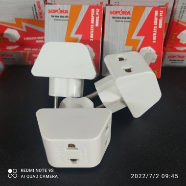 Phích chia điện 1 ra 3 Sopoka kiểu F Schuko - Ổ chia Hàn Quốc P12, giá 34.899₫ 2