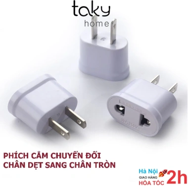 Phích Chuyển TakyHome 8.601 Đổi Chân Tròn Sang Chân Dẹt, Đầu Chuyển Nhỏ Gọn Chuẩn US JP - 25.000₫ Phích Chuyển TakyHome 8.601 Đổi Chân Tròn Sang Chân Dẹt, Đầu Chuyển Nhỏ Gọn Chuẩn US JP - 25.000₫