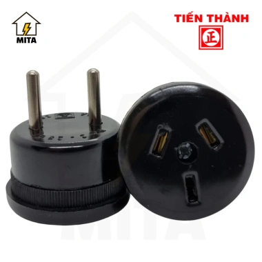 Phích ổ cắm chuyển đổi 3 chấu xéo sang 2 chấu tiến thành PC2-2.801 10A 250V MITA - Giá ưu đãi 21.000đ 2