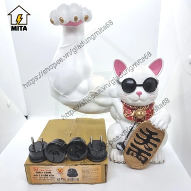 Phích ổ cắm chuyển đổi 3 chấu xéo sang 2 chấu tiến thành PC2-2.801 10A 250V MITA - Giá ưu đãi 21.000đ 3