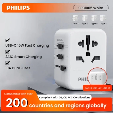 Philips Bộ Chuyển Đổi Du Lịch 15W – Tiêu Chuẩn Anh, Châu Âu, Nhật Bản, Hồng Kông, 618.200 VND