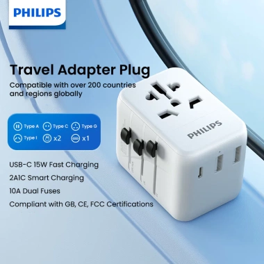 Philips Bộ Chuyển Đổi Du Lịch 15W – Tiêu Chuẩn Anh, Châu Âu, Nhật Bản, Hồng Kông, 618.200 VND