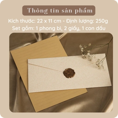 Phòng bì 250g vân vải retro 22x11cm - Set làm thư tay, quà tặng giá 17.000đ