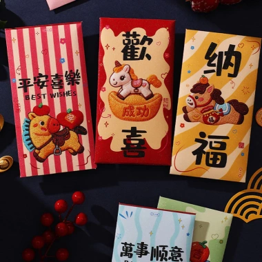 Phong bì đỏ chúc mừng Năm Mới 2.026 - Phong bao lì xì lễ hội mùa xuân, túi tiền may mắn, quà tặng, chỉ 4.950₫