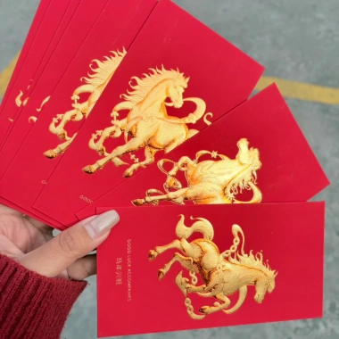Phong bì tiền Ngựa 2.026 Đỏ sang trọng, in logo công ty, tùy chỉnh Angpao Hongbao Fu Vàng - Giá 99.540₫