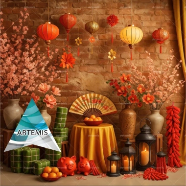 Phông nền Livestream Artemis Decor Tết Cực lung linh, in kích thước tùy chỉnh 159k 3