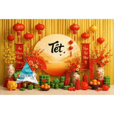 Phông nền Livestream Artemis Decor Tết Cực lung linh, in kích thước tùy chỉnh 159k 6
