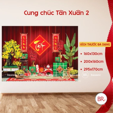 Phông nền Tết Bính Ngọ 2.026 tranh vải treo tường, backdrop sự kiện Chúc Mừng Năm Mới - Giá ưu đãi 149.000₫ 7