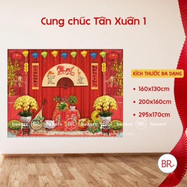 Phông nền Tết Bính Ngọ 2.026 tranh vải treo tường, backdrop sự kiện Chúc Mừng Năm Mới - Giá ưu đãi 149.000₫ 8