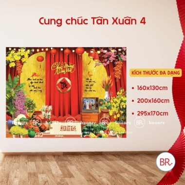 Phông nền Tết Bính Ngọ 2.026 tranh vải treo tường, backdrop sự kiện Chúc Mừng Năm Mới - Giá ưu đãi 149.000₫ 9
