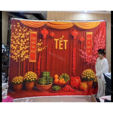 Phông Nền Vải Chụp Ảnh Decor Tết Bigsize 2.025 - Giá chỉ 275k, In 1 ngày có hàng