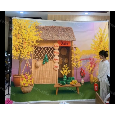 Phông Nền Vải Chụp Ảnh Decor Tết Bigsize 2.025 - Giá chỉ 275k, In 1 ngày có hàng